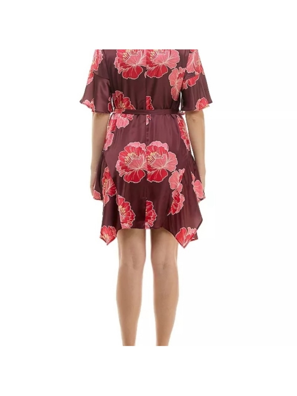 Nicole Miller Brown Midi Dress with Pink Floral Print - Picture 2 of 8